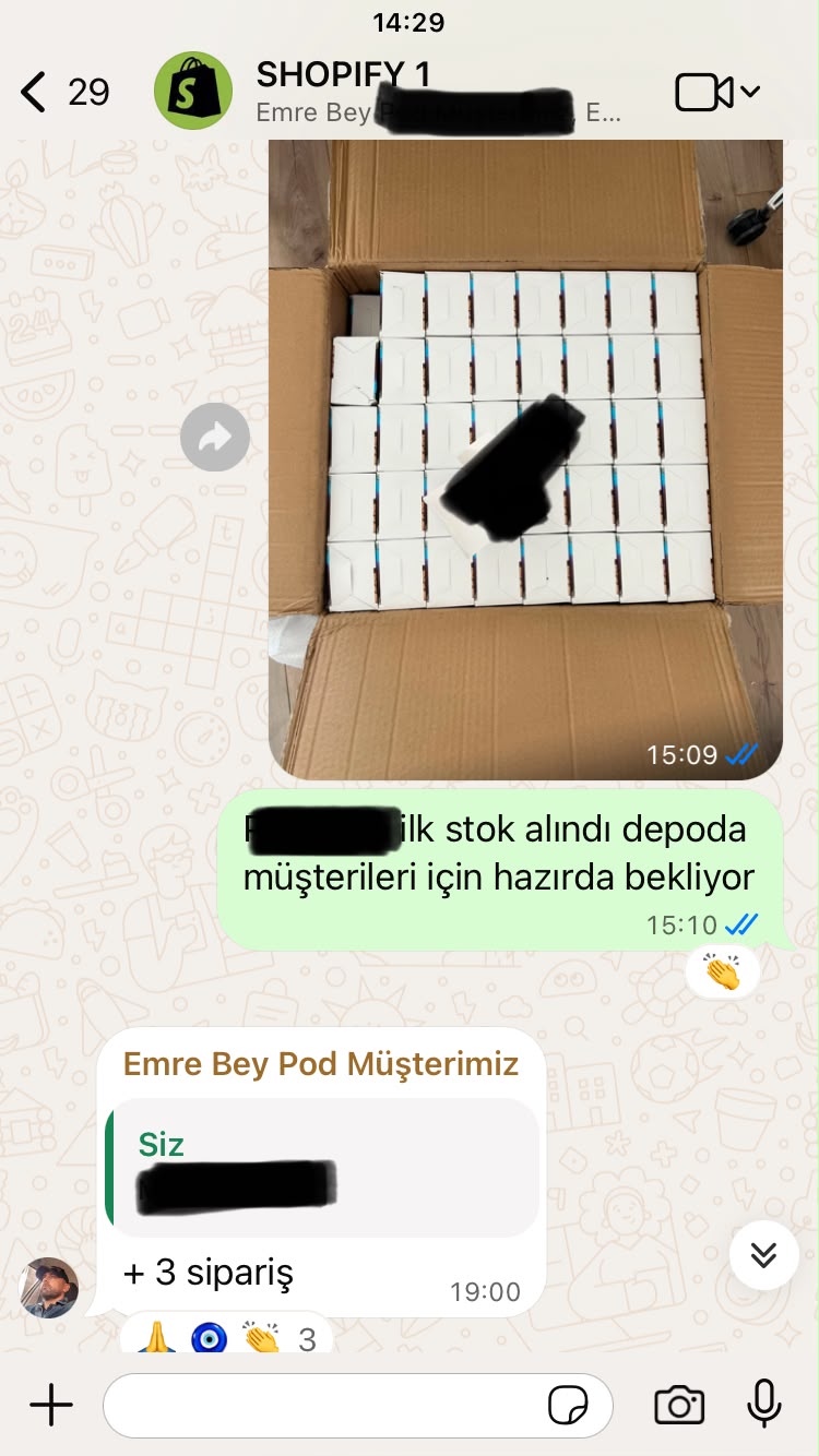 Shopify müşteri siparişi