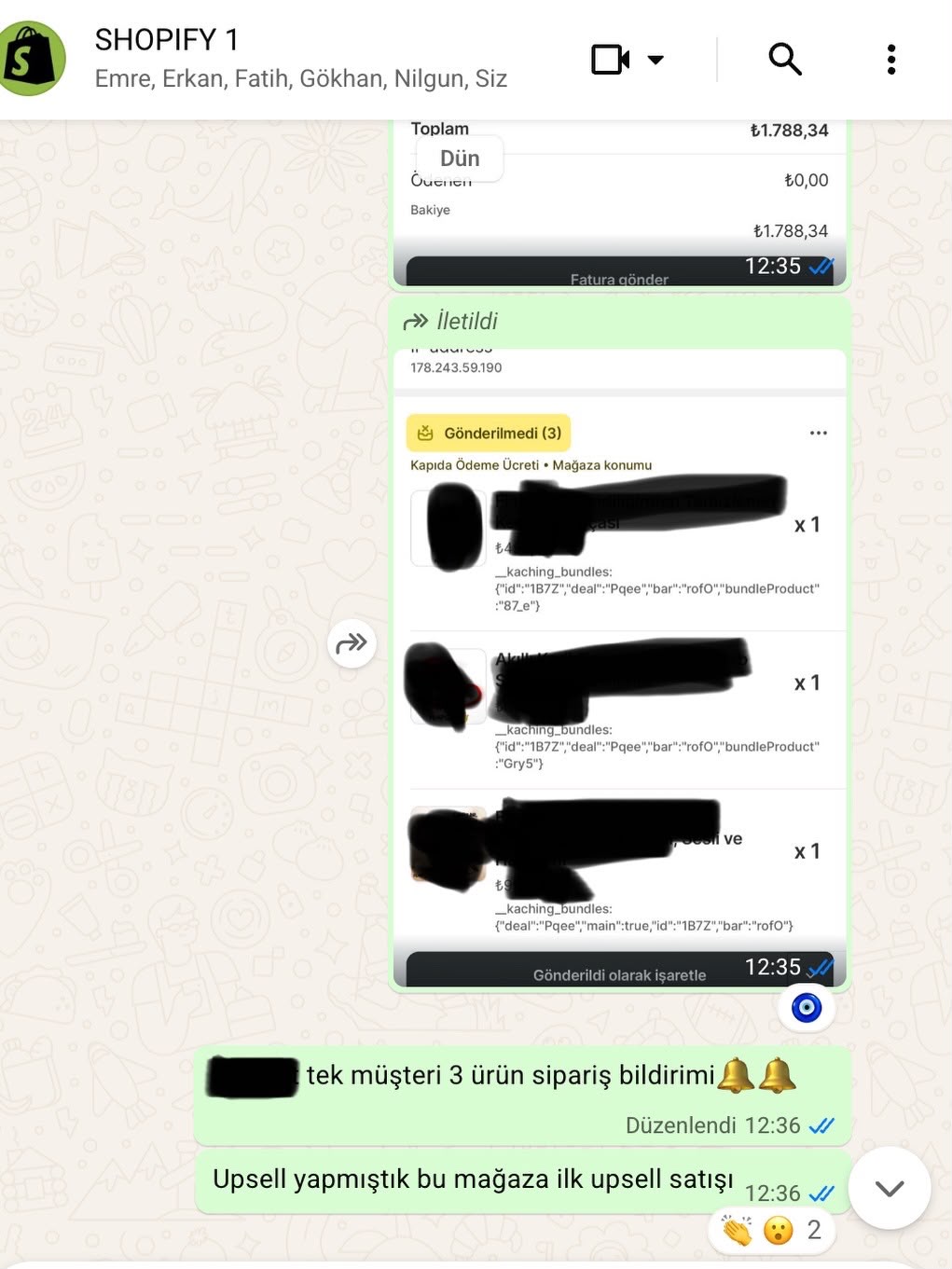 Shopify mobil satış bildirimi