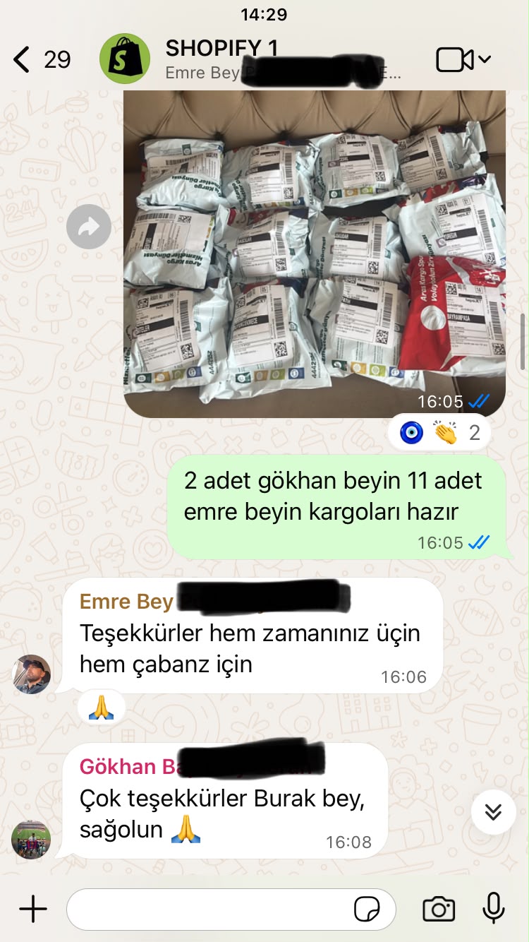 Shopify satış bildirimi